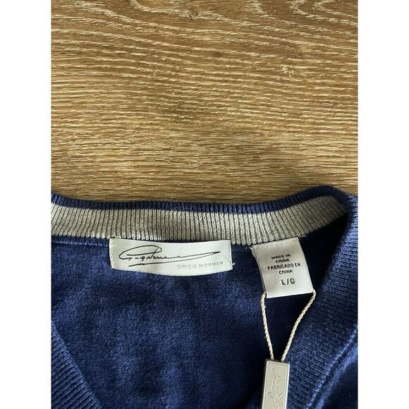 Greg Norman Mens Blue Knit V-neck Pullover Sweatshirt NWT Size Large - Picture 3 of 3